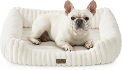 Orthopedic Dog Bed Small & Medium Dogs - Washable Rectangle Calming Bed with Anti-Slip Bottom