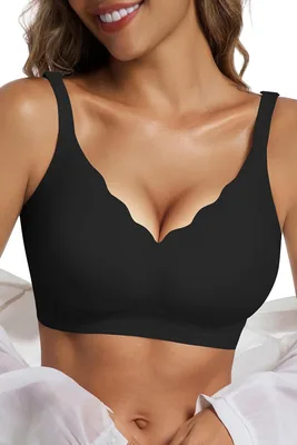 Vtelor Damen-Pushup-BH ohne Bügel für große Brüste | Weich, nahtlos, V-Ausschnitt, gepolstert und bequem