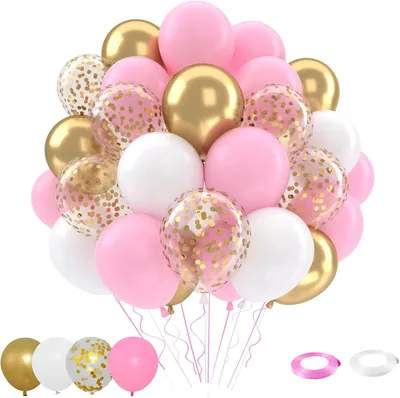 Pink Gold Confetti Balloons Set, 50 pcs - Best Deal