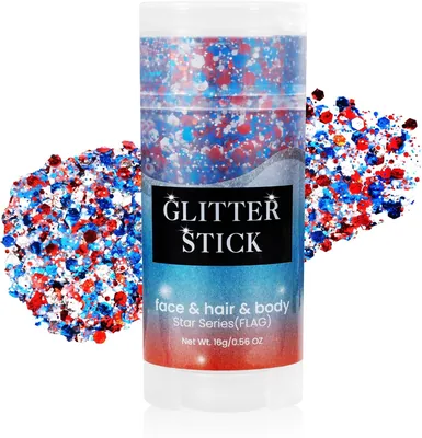 Mysense Patriotic Red White and Blue Face Hair Body Glitter Stick,4th of July Outfits and Accessorie