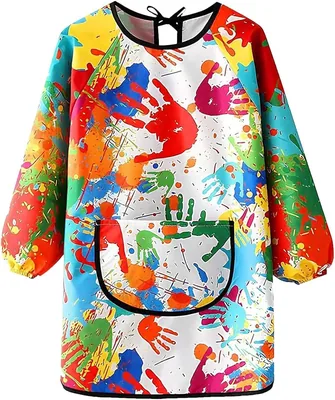 Apron de Peinture HUKUMA pour Enfants, Blouse Imperméable à Manches Longues 7-11 ans avec Pooche
