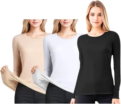 Kit 3 Blusa Térmica Manga Longa Feminina Peluciada Inverno - Melhor Preço