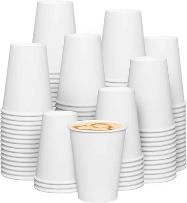 Khaleej Pack Disposable White Paper Cups, 8oz - 50 Pack, Heat-Resistant & Eco-Friendly