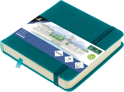 Szkicownik Kangaro 12 x 12 cm Turkusowa Twarda Okładka 80 Arkuszy Papieru 140g z Gumową Taśmą
