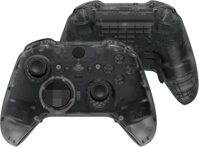 eXtremeRate Full Set Shell Buttons for Xbox One Elite Series 2 Controller, Clear Black Replacement Faceplate Back Plate Bot