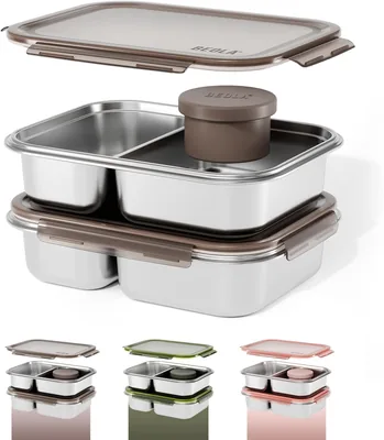 BEOLA Stainless Steel Lunch Box, 2 Compartment Bento
