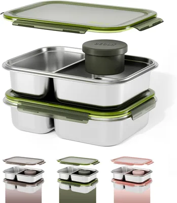 BEOLA Stainless Steel Lunch Box, 2 Compartment Bento