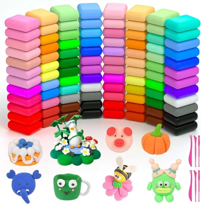 AUAUY Air Dry Clay 96 Stk Ultra Lätt Modellklei med 6 Skulpturverktyg, Self-Cure Magisk Play Dough Klei, Non-Toxic B