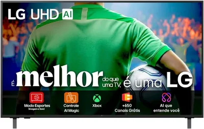 TV Inteligente 4K 55" LG UHD 55UA85 Processador α7 AI Ger8 4K Super Upscaling Google Cast Alexa Integrado Controle AI Magic W - Melhor Preço