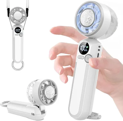 YOIIYO ハンドファン、冷却プレート付属、100段階パワフル送風、20dB静音、3,500mAh大容量、最大12時間持続