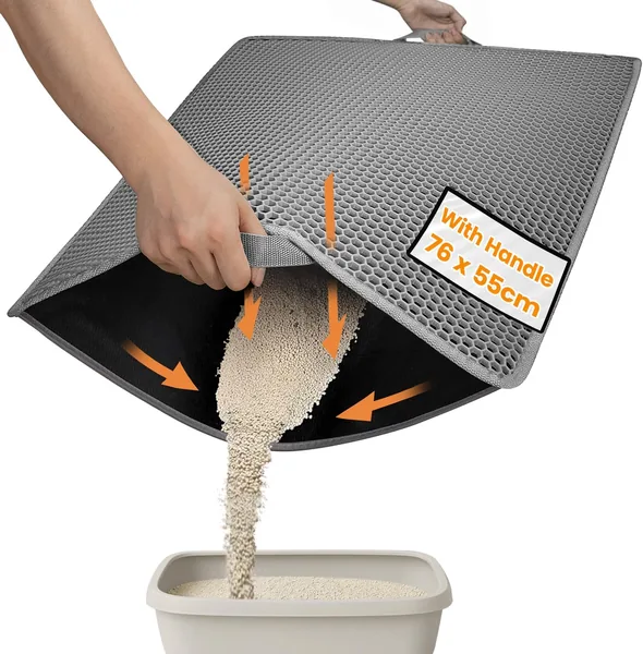 Conlun Katte litt mat med hanvare, XXL 76x55cm Dubbellagt design mot urin & antislipp, Honingstruktur fångar debiter