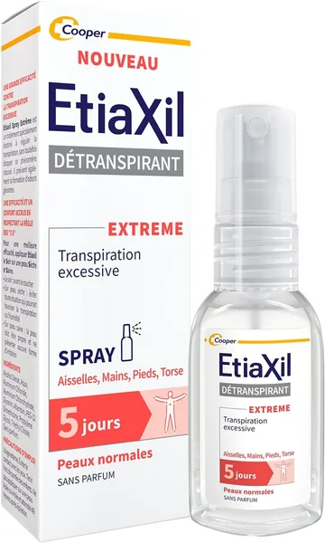 ETIAXIL - Déodorant Traitement Hyperhidrose - Aisselles, Mains, Pieds, Torse - Peau Normale - Efficacité 5 Jours