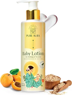 प्योर ऑरा बेबी लोशन 200ml - डॉक्टर सिफारिश किया गया आयुर्वेदिक बेबी मॉइस्चराइजर, न्यूबॉर्न और बच्चों के लिए खुजली और एथ्मा राहत | 33% ऑफ़