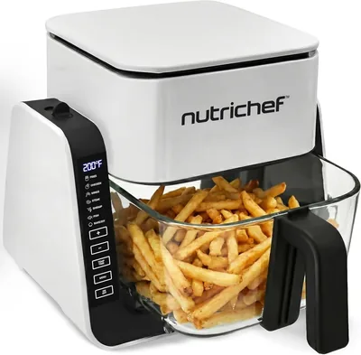 NutriChef 4QT Air Fryer & Grill - 7-in-1 Presets, Transparent Bowl - Save 26%