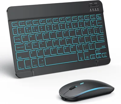 TECURS Bluetooth Keyboard Mouse Set UK QWERTY Backlit