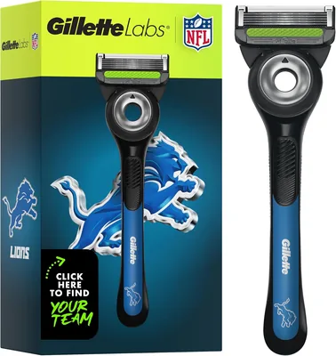 Gillette Labs NFL Lions Razor - 1 Handle, 4 Refills, Magnetic Stand