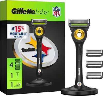 Gillette Labs NFL Steelers Shaver - 1 Razor + 4 Refills & Stand