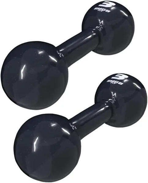 Rmg8 Fit PAR HALTER 3KG EMBORRACHADO BOLA PRETO