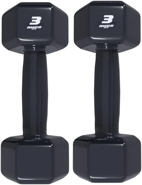 Rmg8 Fit - PAR HALTER 3KG EMBORRACHADO SEXTAVADO PRETO