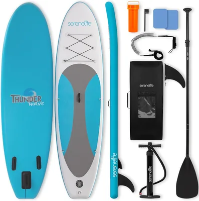 Tabla de Paddle Inflable SereneLife, Diseño Ancho y Estable con Almohadilla EVA Anti-Deslizante, Incluye Accesorios Premium para SUP, Mejor Oferta