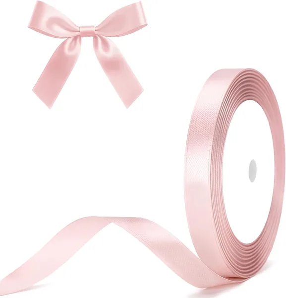 G2PLUS Baby Pink Satin Ribbons 10mm: Thick Deocrative Gift Wrap Ribbons for Crafting, Party Decoration, 22m