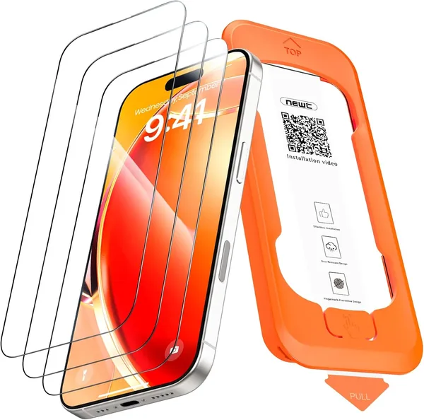 NEW'C 3 Pieces Full Screen Protector Film for iPhone 17, 17 Pro, iPhone 16 Pro