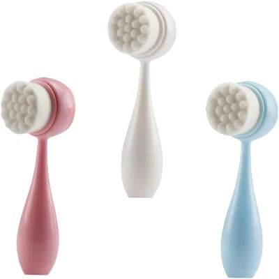 Ipetboom 3pcs Manual Facial Cleansing Brush Dual Sided Face Wash Scrubber