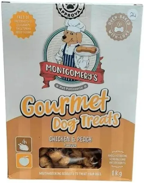 Montgomery's Gourmet Chicken & Peach Dog Treats 1Kg | 24% Off