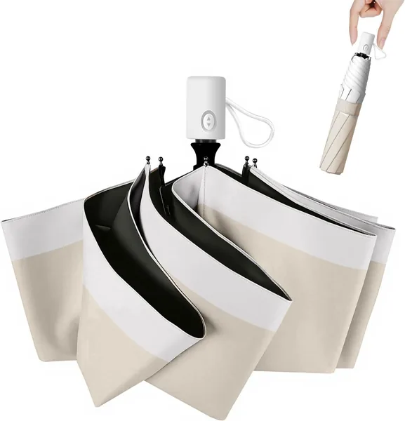 JIS Certified 100% UV Protection & Full Light Shielding Parasol, Ultra Lightweight, UV Blocking, Heat Shield, UPF 50+, Folding Parasol, Heat Stroke Protection, Sun Protection, Comp