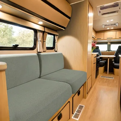 SYLC Caravan Stoeloverhoef Stretch Jacquard, Sofacussens Hoes met 2 Stropen Anti-slip, Voor RV Auto Kamper M