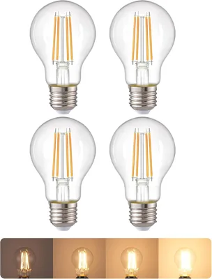 EDISHINE 4 Pack E27 LED Bulb 6.5W Warm White 2700K