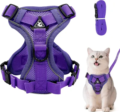 Harnais de chat ajustable Anti-Burst Grantop (Violet Foncé, M)