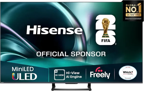 Hisense 55" 55U7QTUK MiniLED QLED 144Hz Smart AI TV
