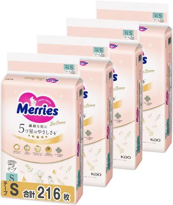 メリーズ テープ Sサイズ ファーストプレミアム（4-8kg、216枚入）[ケース品][Amazon.co.jp限定]