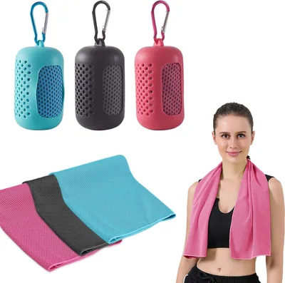 Dogmoon Koeldoeken, Pak van 3 Snelle Drogende Sportdoek met Draagbare Silicacover, Koeldoek, Koel Kleding Spor