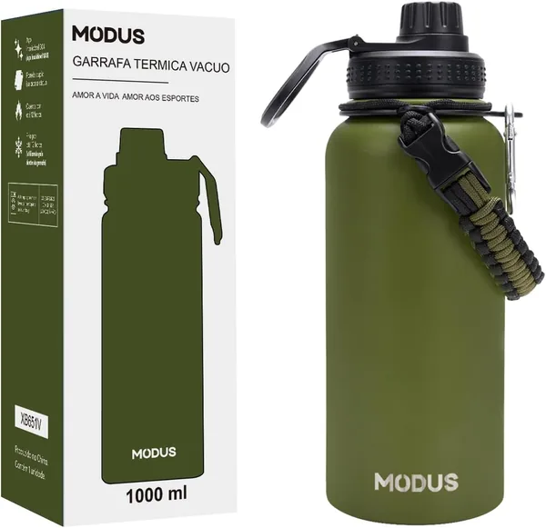 MODUS Garrafa T rmica Esportiva De A / Inoxid vel Com Isolamento A V cuo De 950ML (Verde)