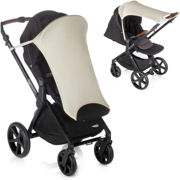 Jan Sun Canopy Baby Pram UPF 50+, Universal and Elastic, Breathable Sunshade, UV Protection for Pram and Carrycot, Beige