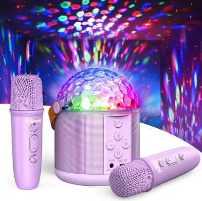 Système de karaoké Dislocati avec 2 Microphones Bluetooth, Jouet musical pour filles de 3 à 15 ans, Microphone avec Disque