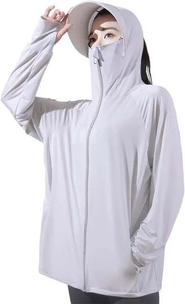 Goodfeel Women's Rash Guard UV Cut 99.9% UPF50+ Body Coverage Long Sleeve Plus Size Hoodie Swimwear Hooded Cool Sensation 360