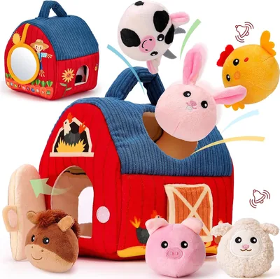 UIV@SH Peluches de Animales de Granja, Sonajero, Papel Arrugado y Espejo, Juguetes Montessori para Niño, Pelotas Sensoriales y Juego Educativo, Mejor Oferta