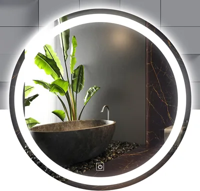 Espejo Redondo con Luz LED, 3 Tonos de Luz, Interruptor Táctil, Montaje en Pared - Raganet