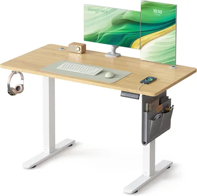 SONGMICS LSD132YA01 Bureau Réglable en Hauteur Électrique 120 x 60 cm 4 Niveaux de Hauteur Port USB-C Organiseur pour Maison Bureau - 36% Off