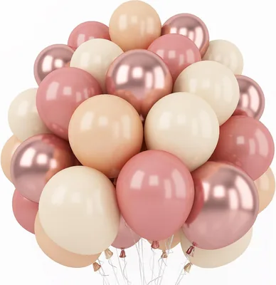 Globos Rosa Vintage 63 PCS: Globos de 12 Pulgadas en Rosa Empolvado y Beige para Fiesta de Cumpleaños de Mujer