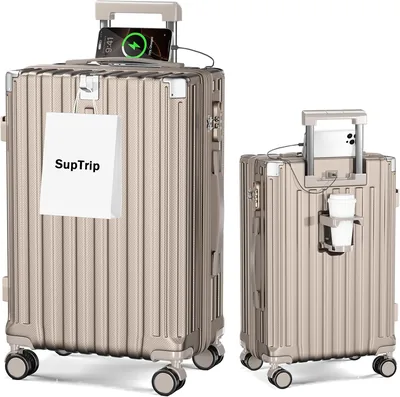 SupTrip スーツケース キャリオン 大型 軽量 マルチ機能 ショックプルーフ USBポート カップホルダー