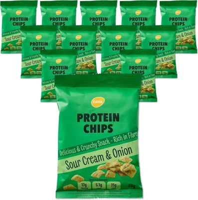 DAVA Protein Chips Sour Cream & Onion 12 x 49g Best Deal