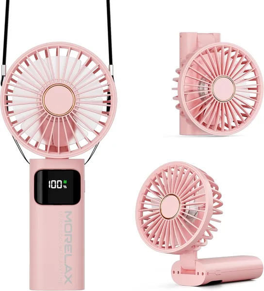 Taschenventilator, tragbarer Mini-Ventilator mit 5200 mAh wiederaufladbar, 6 Geschwindigkeitsstufen, 180° klappbarer USB-Ventilator für zu Hause