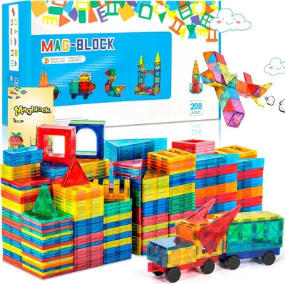 JUQG 208 Stück Magnetische Bausteine Spielzeug Magnetisches Bauspielzeug Educatives Bausteine Kinder Spielzeug Set Best Deal