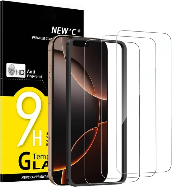 NEW'C 3 Pieces Tempered Glass for iPhone 17, 17 Pro, iPhone 16 Pro (6.3 inch)