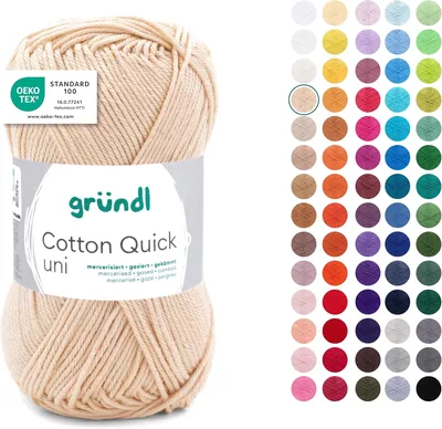 Gründl Quick Plain Baumwollwolle - Feinwolle für Häkeln und Stricken, Glatt und hautfreundlich, 100% Baumwolle, Best Deal
