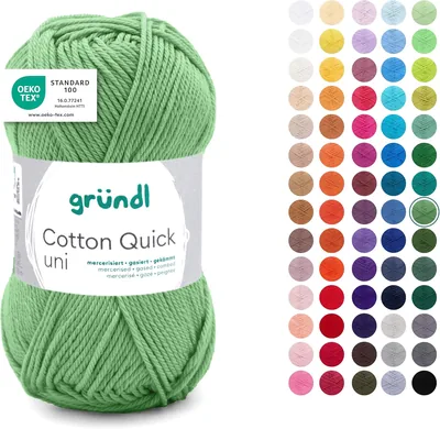 Gründl Quick Plain Cotton Wolle, Feinwolle für Häkeln und Stricken, Häkelgarn, Glatt und hautfreundlich, 100% Baumwolle